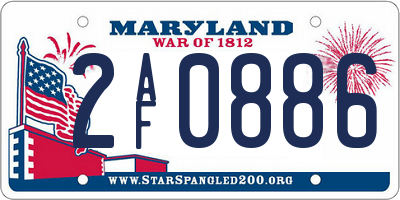 MD license plate 2AF0886