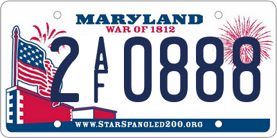 MD license plate 2AF0888