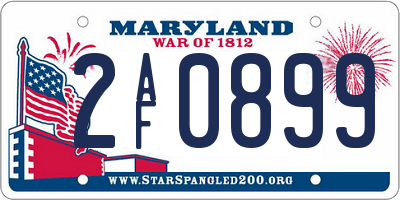 MD license plate 2AF0899