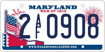 MD license plate 2AF0908