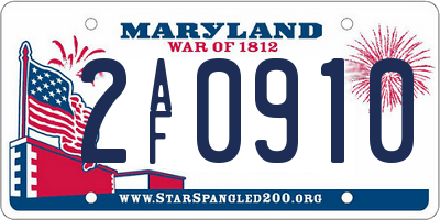 MD license plate 2AF0910