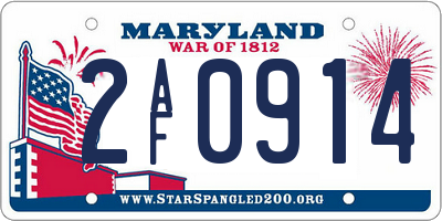 MD license plate 2AF0914