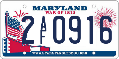MD license plate 2AF0916