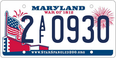 MD license plate 2AF0930