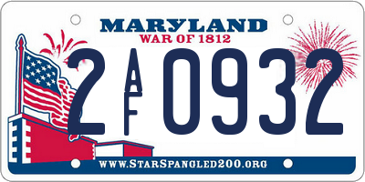 MD license plate 2AF0932