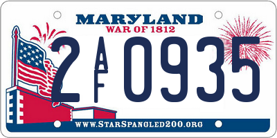 MD license plate 2AF0935