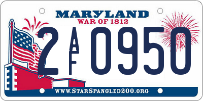 MD license plate 2AF0950