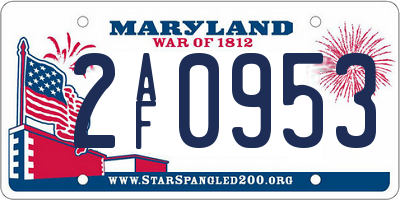 MD license plate 2AF0953