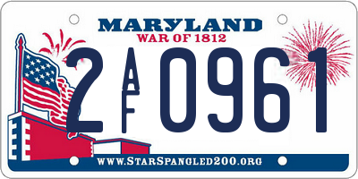 MD license plate 2AF0961