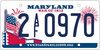 MD license plate 2AF0970