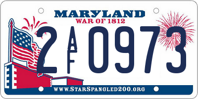 MD license plate 2AF0973