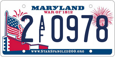 MD license plate 2AF0978