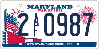 MD license plate 2AF0987