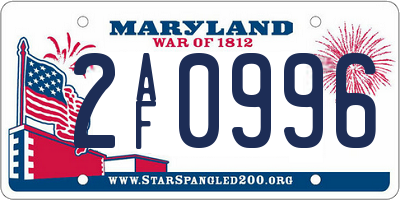 MD license plate 2AF0996