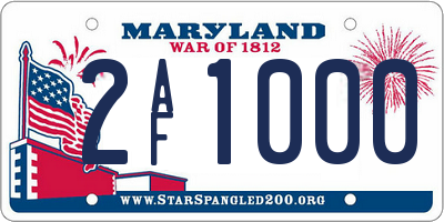 MD license plate 2AF1000