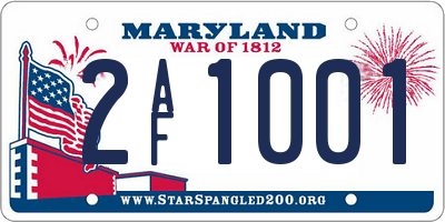 MD license plate 2AF1001