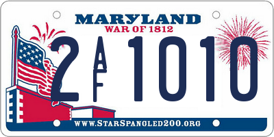 MD license plate 2AF1010