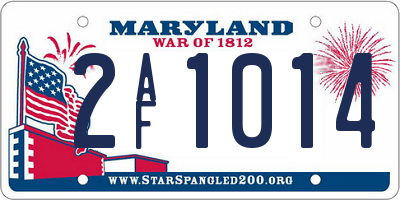 MD license plate 2AF1014