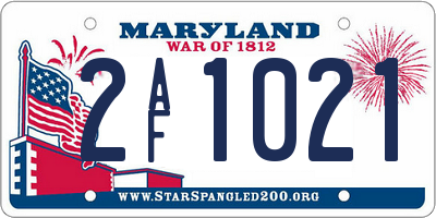 MD license plate 2AF1021