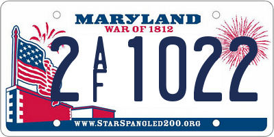 MD license plate 2AF1022