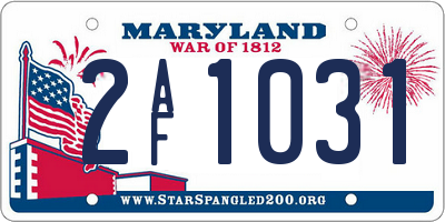 MD license plate 2AF1031