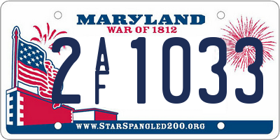 MD license plate 2AF1033