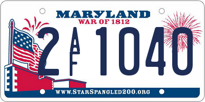 MD license plate 2AF1040