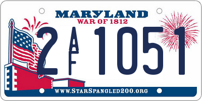 MD license plate 2AF1051
