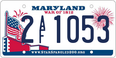 MD license plate 2AF1053