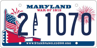MD license plate 2AF1070