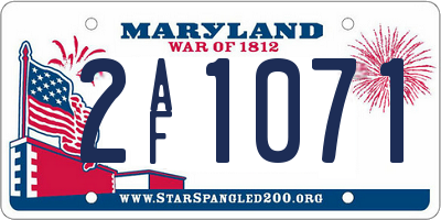 MD license plate 2AF1071