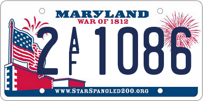 MD license plate 2AF1086