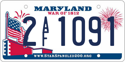MD license plate 2AF1091