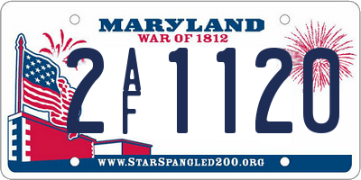 MD license plate 2AF1120