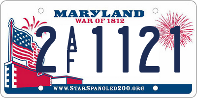 MD license plate 2AF1121