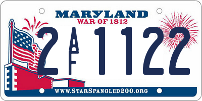 MD license plate 2AF1122