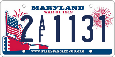 MD license plate 2AF1131