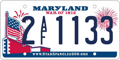 MD license plate 2AF1133