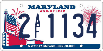 MD license plate 2AF1134