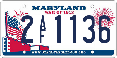MD license plate 2AF1136