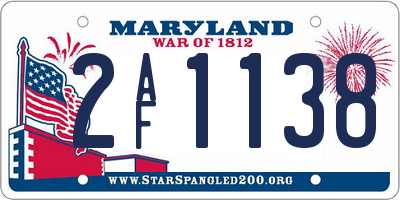 MD license plate 2AF1138