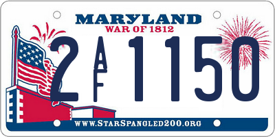 MD license plate 2AF1150