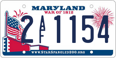 MD license plate 2AF1154