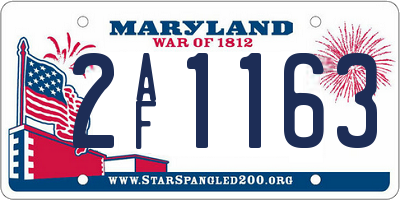 MD license plate 2AF1163