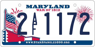 MD license plate 2AF1172