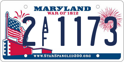 MD license plate 2AF1173