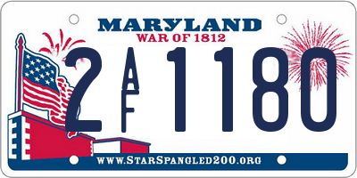 MD license plate 2AF1180