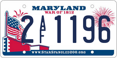 MD license plate 2AF1196