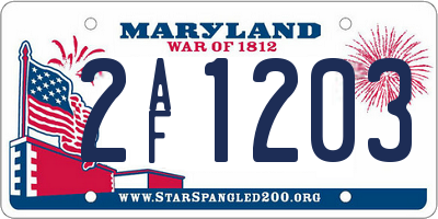 MD license plate 2AF1203