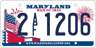 MD license plate 2AF1206